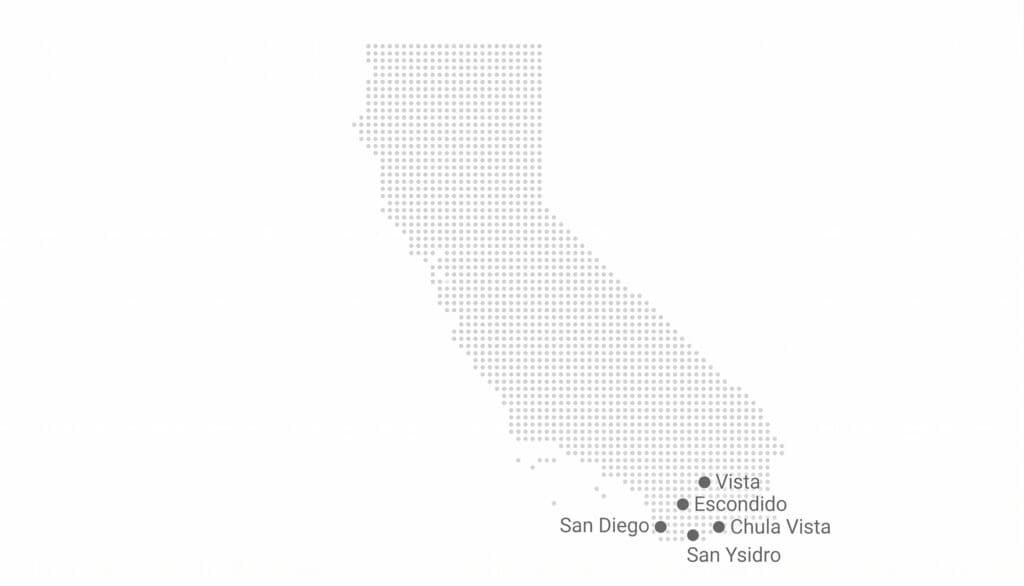 Map of California showing locations of ARC PLUMBING INC.